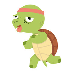 Cartoon of Exhausted Turtle Running