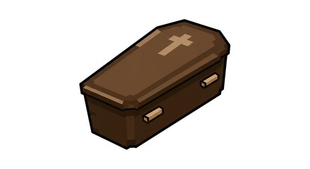 Pixelated brown coffin graphic element
