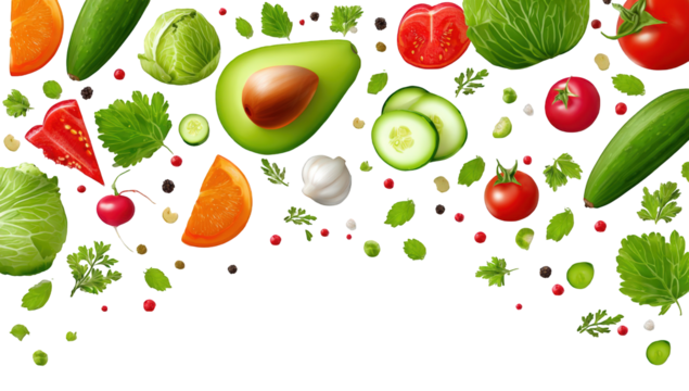 Colorful, vibrant, fresh, mixed vegetables, digital illustration - Powered by Adobe