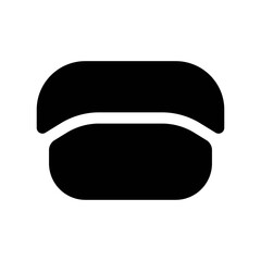 Illustration showing a black icon of sushi, rolls and other attributes of Japanese food, on a white background