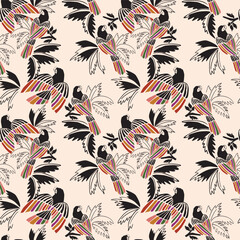 colourful parrots texture print design pattern