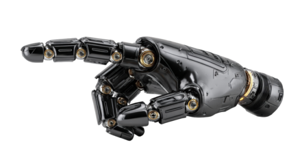 Metallic robotic hand pointing