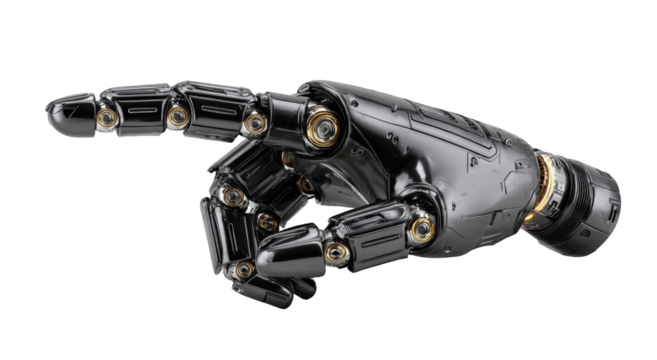 Metallic robotic hand pointing