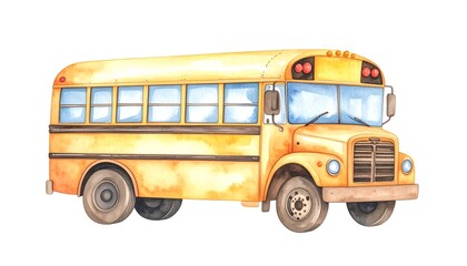 Watercolor school bus illustration (2)