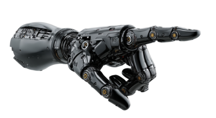 Metallic robotic arm pointing