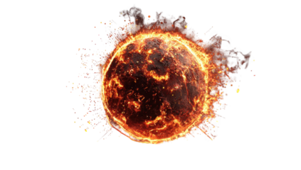 Fiery celestial sphere against black