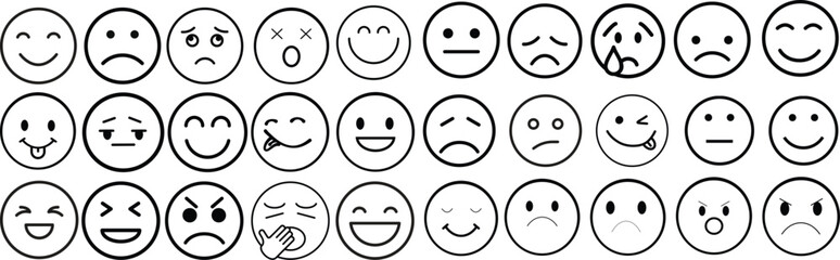 Emotion icon set.Rating happy neutral sad emoji emotion icon customer satisfaction smiley good bad medium reaction.