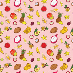 abstract hand draw fruit texture print design