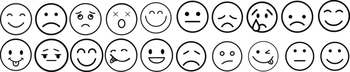 Fototapeta premium Emotion icon set.Rating happy neutral sad emoji emotion icon customer satisfaction smiley good bad medium reaction.