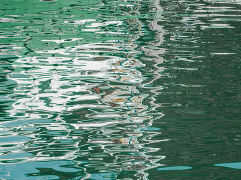 Water reflections creating abstract visual symmetry