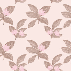 abstract leaf texture print pattern. hand draw