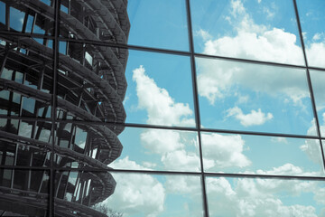 Modern building with glass reflection