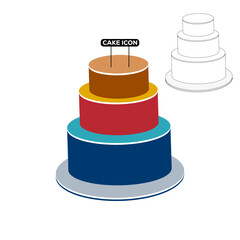 Geometric line art design and cake icon art print design pattern