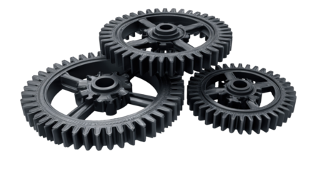 Three interconnected gears