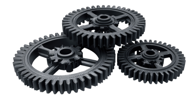 Three interconnected gears