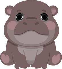 Cartoon Illustration of a Cute Hippo animal