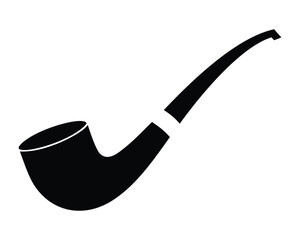 A single vintage tobacco smoking pipe, an old wooden object, is isolated on a white background