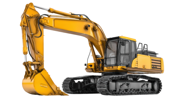 Heavy-duty yellow excavator