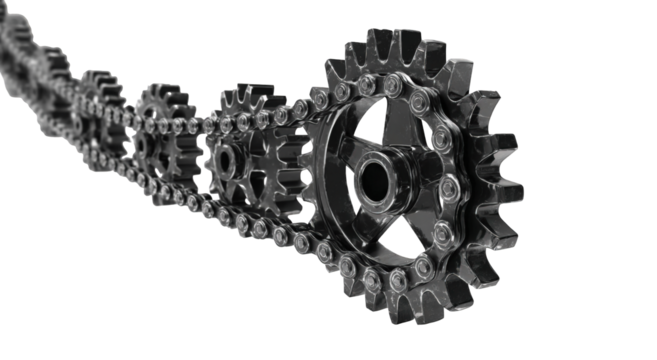 Intertwined gears and chain