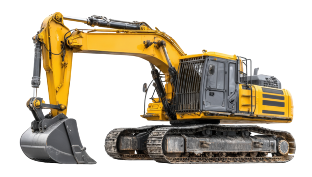 Yellow heavy-duty excavator
