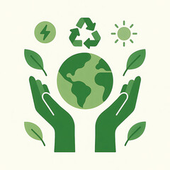 Save Earth Illustration | Eco-Friendly Concept with Recycling & Green Energy