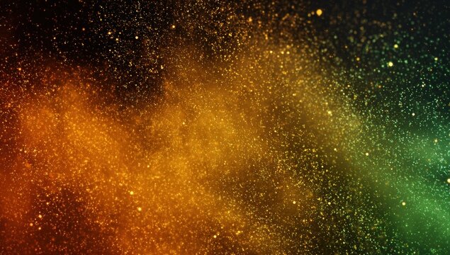 Abstract explosion of golden and green glitter - Powered by Adobe