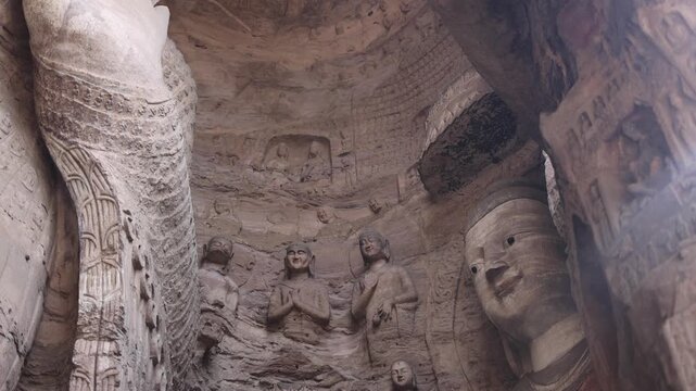 Sculptures of the Yungang Grottoes from the Northern Wei Dynasty in Datong, Shanxi, China