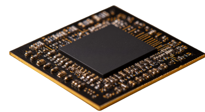 Close-up of a microchip on circuit board