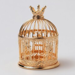 Ornate gold birdcage-shaped trinket box