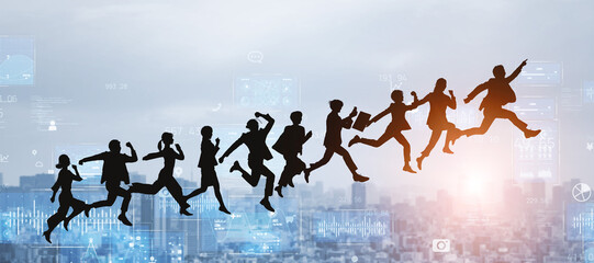 dx, human resources, people, person, growth, business, businessperson, technology, digital, challenge, start, jump, dash, goal, success, data, ict, erp, cloud, ai, group, teamwork, cooperation, leader