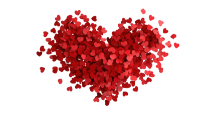 A heart-shaped cluster of many small red hearts