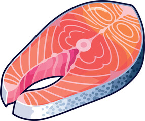 Fresh salmon steak cut delicious seafood ingredient healthy food cuisine vector