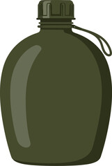 Olive green military style canteen isolated on for outdoor adventure vector
