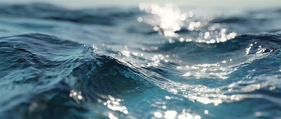 Fototapeta premium Close-up of ocean waves, light reflecting