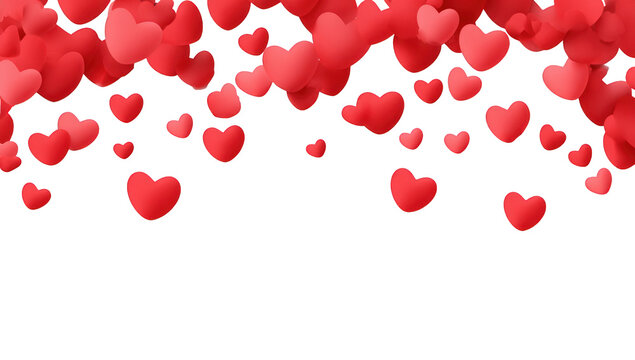 Red hearts falling on black