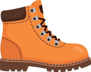 Durable orange work boot rugged construction footwear outdoor adventure style vector