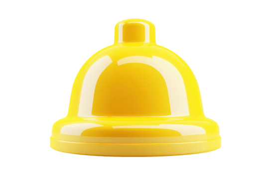 Bright yellow baby bottle nipple isolated on transparent background. Yellow bell with a smooth glossy finish isolated on white background, 3d rendering.