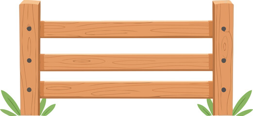 Rustic wooden fence section countryside ranch barrier outdoor farm boundary vector