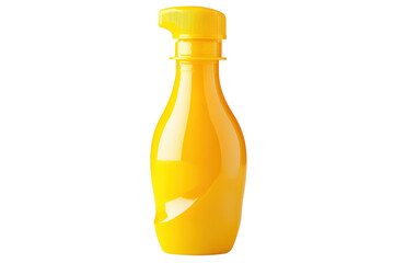 Yellow squeeze bottle with flip top cap isolated on transparent background. Yellow squeeze bottle with cap isolated on white background.