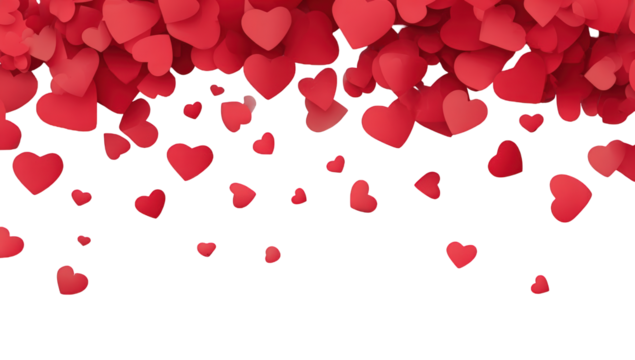 Red hearts cascading on black background (1)