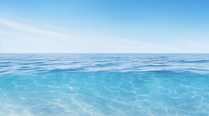 The backdrop is the ocean. The background is the sky and the clear blue sea, creating a refreshing summer atmosphere