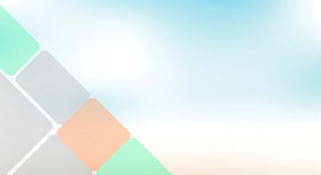 Soft pastel color squares arranged diagonally against a light blue sky