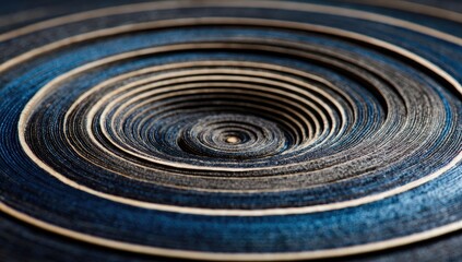 Close-up of concentric circles, dark blue and beige layered, detailed
