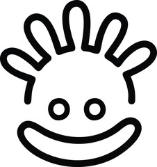 Cheerful smiling face icon with flower petal hair for a fun and playful design