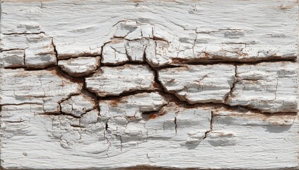 Cracked, white-painted wooden plank