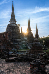 Fototapeta premium Ancient city, Ayutthaya, sunrise sunset