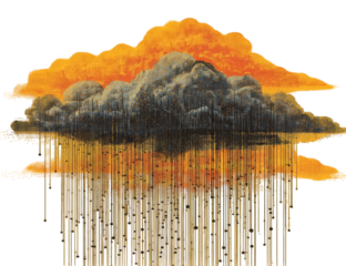 Dramatic storm cloud with streaks of rain