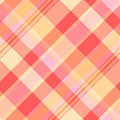Stitch vector check fabric, neat background seamless textile. Worn pattern plaid texture tartan in red and moccasin colors.