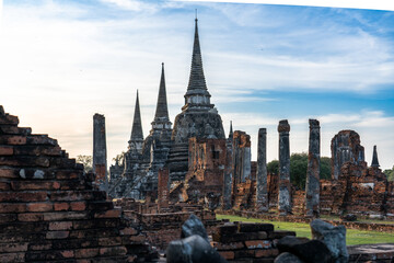 Obraz premium Ancient city, Ayutthaya, sunrise sunset