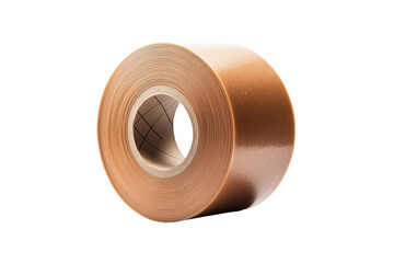 Roll of adhesive tape isolated on transparent background. Side view of a masking tape roll ideal for painting labeling isolated on white background.